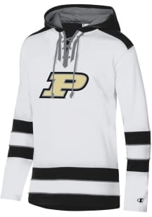 Champion Purdue Boilermakers Mens White Superfan Hockey Long Sleeve Hoodie