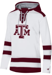 Champion Texas A&M Aggies Mens White Superfan Hockey Long Sleeve Hoodie