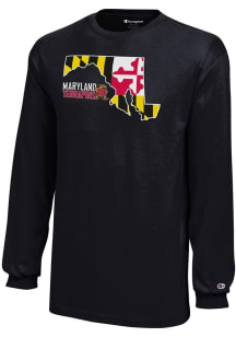Champion Maryland Terrapins Youth Black State Flag Long Sleeve T-Shirt