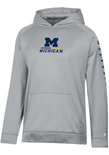 Champion Michigan Wolverines Mens Grey Stadium Raglan Sleeve Hit Hood