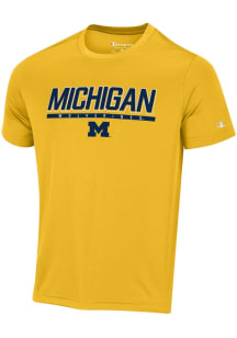 Champion Michigan Wolverines Yellow Stadium Impact High Density Short Sleeve T Shirt