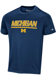 Champion Michigan Wolverines Blue Stadium Impact High Density Short Sleeve T Shirt