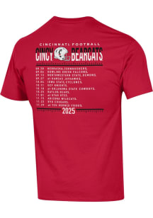Champion Cincinnati Bearcats Red Football 2025 Football Schedule Short Sleeve T Shirt