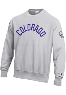 Champion Colorado Rockies Mens Silver Reverse Weave Long Sleeve Crew Sweatshirt