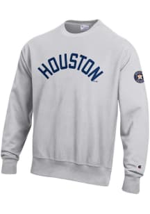Champion Houston Astros Mens Silver Reverse Weave Long Sleeve Crew Sweatshirt