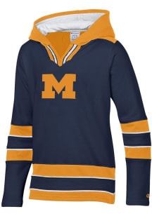 Champion Michigan Wolverines Youth Blue Superfan Hockey Long Sleeve Hoodie