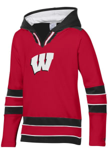 Champion Wisconsin Badgers Youth Red Superfan Hockey Long Sleeve Hoodie