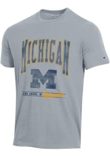 Champion Michigan Wolverines Grey Stadium Large Graphic Short Sleeve T Shirt