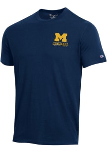 Champion Michigan Wolverines Blue Stadium Front Back Puff Ink Short Sleeve T Shirt