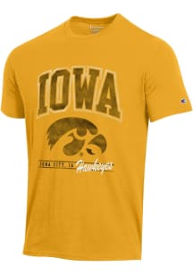 Champion Iowa Hawkeyes Gold Stadium Embroidery Short Sleeve T Shirt