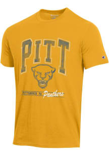 Champion Pitt Panthers Gold Stadium Embroidery Short Sleeve T Shirt