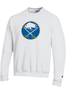 Champion Buffalo Sabres Mens White Primary Logo Long Sleeve Crew Sweatshirt