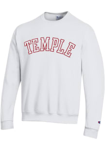 Champion Temple Owls Mens White Arch Name Long Sleeve Crew Sweatshirt