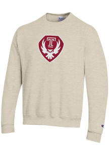 Champion Temple Owls Mens Oatmeal Big Logo Long Sleeve Crew Sweatshirt