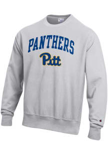 Champion Pitt Panthers Mens Ash Wordmark Long Sleeve Crew Sweatshirt
