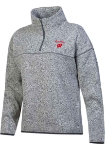 Champion Wisconsin Badgers Womens Grey Artic Qtr Zip