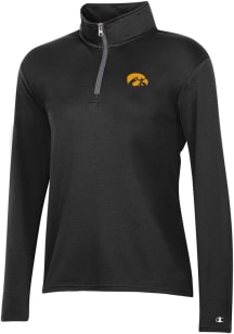 Champion Iowa Hawkeyes Womens Black Mesh Qtr Zip Pullover