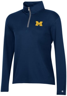 Champion Michigan Wolverines Womens Blue Mesh Qtr Zip Pullover