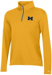 Champion Michigan Wolverines Womens Gold Mesh Qtr Zip Pullover