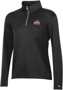 Champion Ohio State Buckeyes Womens Black Mesh Qtr Zip Pullover