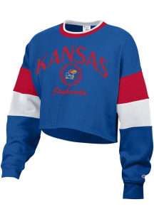 Champion Kansas Jayhawks Womens Blue Fresh Fly Crew Sweatshirt