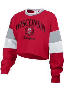 Champion Wisconsin Badgers Womens Red Fresh Fly Crew Sweatshirt