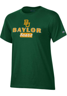 Champion Baylor Bears Womens Green Glitter Stadium Short Sleeve T-Shirt