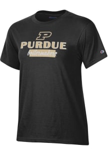 Champion Purdue Boilermakers Womens Black Glitter Stadium Short Sleeve T-Shirt