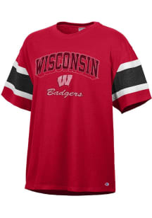 Champion Wisconsin Badgers Womens Red Captain Short Sleeve T-Shirt