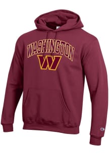 Champion Washington Commanders Mens Maroon Arch Mascot Long Sleeve Hoodie