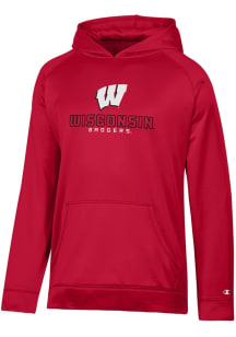 Champion Wisconsin Badgers Youth Red Raglan Long Sleeve Hoodie