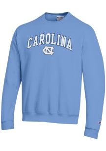 Champion North Carolina Tar Heels Mens Light Blue Arch Mascot Long Sleeve Crew Sweatshirt
