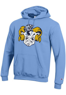 Champion North Carolina Tar Heels Mens Light Blue 1950s Ram Long Sleeve Hoodie