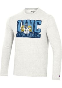 Champion North Carolina Tar Heels White Distressed Vintage Logo Long Sleeve Fashion T Shirt