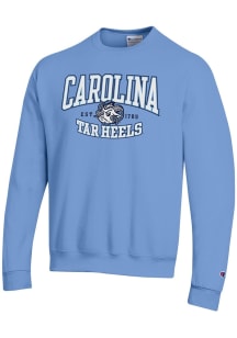 Champion North Carolina Tar Heels Mens Light Blue Arch Vintage Mascot Long Sleeve Crew Sweatshirt