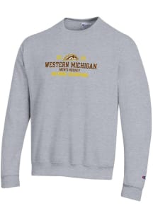Champion Western Michigan Broncos Mens Grey 2025 National Mens Hockey Champions Embroidered Long S..