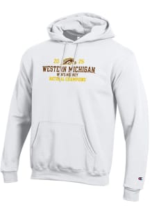 Champion Western Michigan Broncos Mens White 2025 National Mens Hockey Champions Embroidered Long..