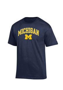 Champion Michigan Wolverines Blue Arch Mascot Design Short Sleeve T Shirt