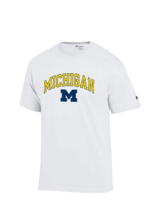 Champion Michigan Wolverines White Arch Mascot Design Short Sleeve T Shirt