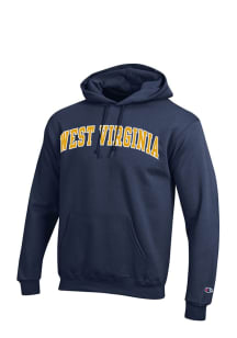 Champion West Virginia Mountaineers Mens Navy Blue Twill Long Sleeve Hoodie
