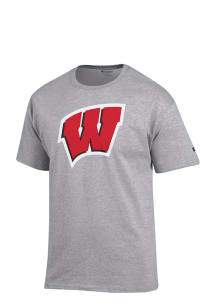 Champion Wisconsin Badgers Grey Big Logo Short Sleeve T Shirt