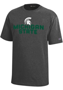 Champion Michigan State Spartans Youth Grey Stacked Logo Short Sleeve T-Shirt