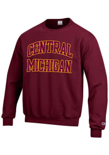 Champion Central Michigan Chippewas Mens Maroon Arch Long Sleeve Crew Sweatshirt