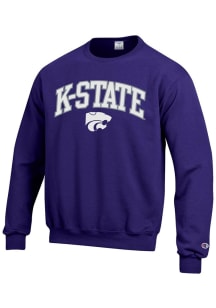 Champion K-State Wildcats Mens Purple Arch Wordmark Mascot Long Sleeve Crew Sweatshirt