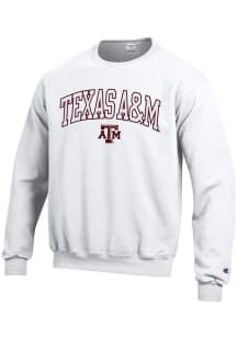 Champion Texas A&M Aggies Mens White Arch Logo Long Sleeve Crew Sweatshirt
