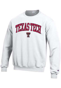 Champion Texas Tech Red Raiders Mens White Arch Logo Long Sleeve Crew Sweatshirt