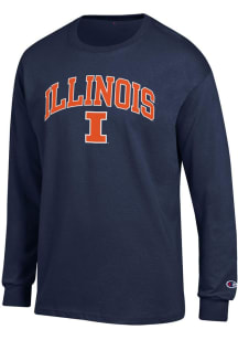 Champion Illinois Fighting Illini Navy Blue Arch Mascot Long Sleeve T Shirt