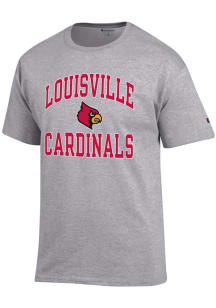 Champion Louisville Cardinals Grey Team Logo Short Sleeve T Shirt