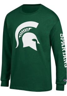 Champion Michigan State Spartans Green Helmet Long Sleeve T Shirt
