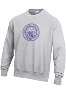 Champion K-State Wildcats Mens Grey Official Seal Wordmark Long Sleeve Crew Sweatshirt